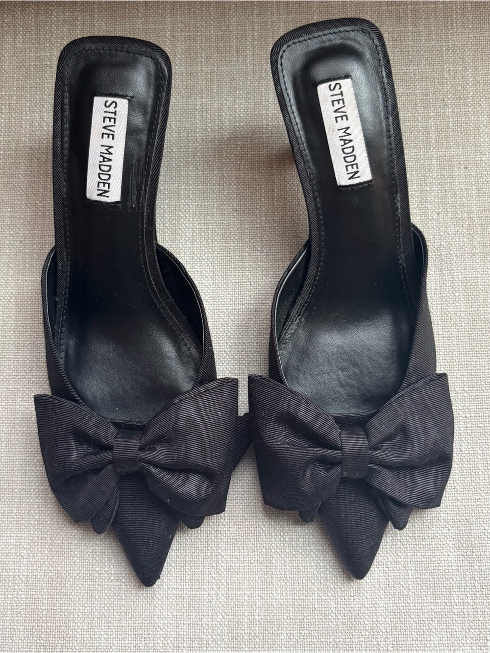 Steve Madden Black Bow Pointed Mules